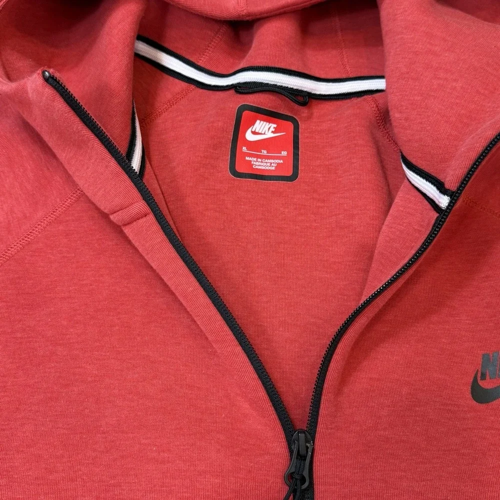 Nike Tech Fleece Windrunner Full-Zip Hoodie Jacket Size XL Red Pockets Hooded